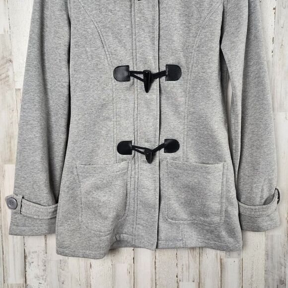 Doublju Horn Button Hooded Coat Gray Size Medium - Picture 11 of 12